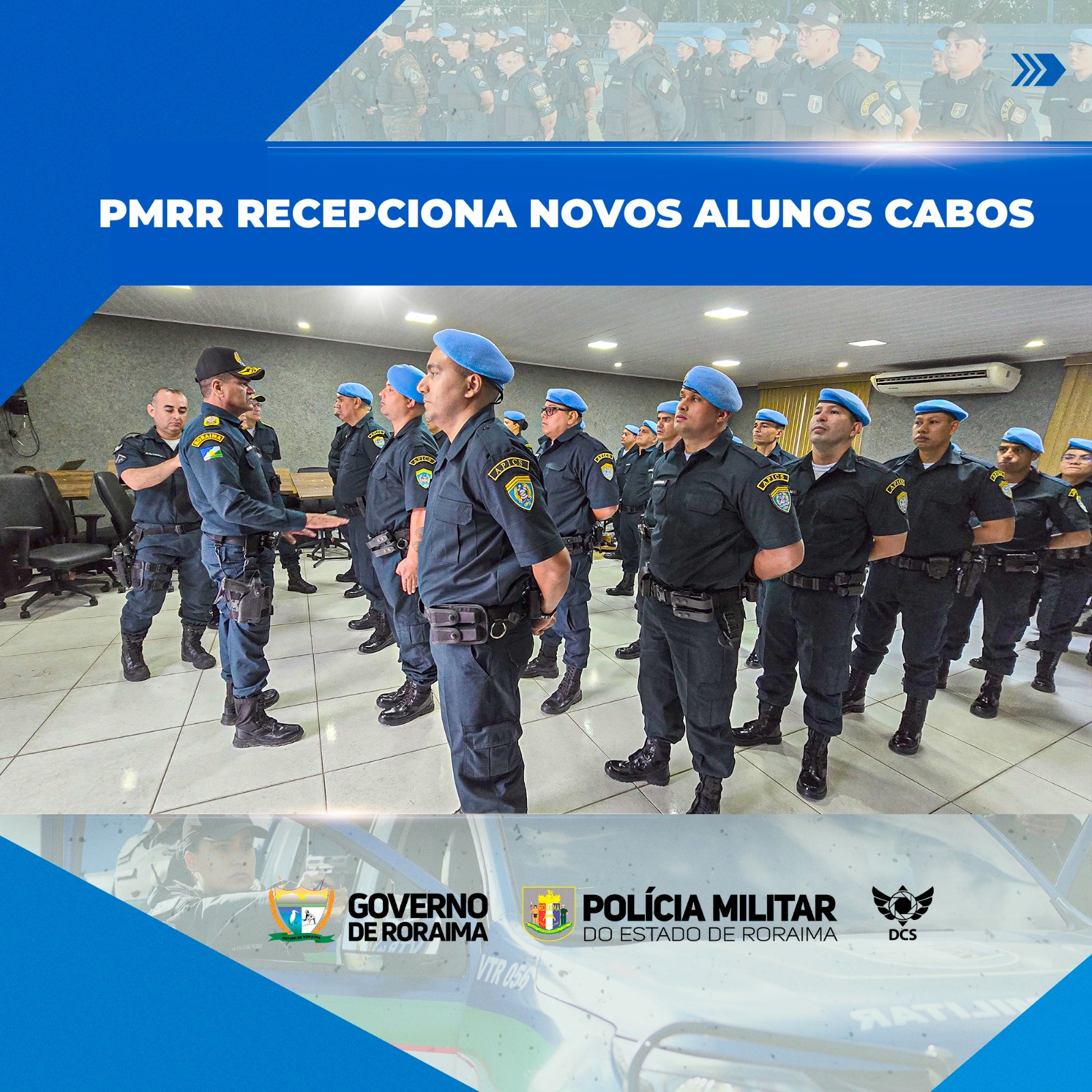 NOVOS ALUNOS CABOS DA PMRR SÃO RECEBIDOS NO QCG